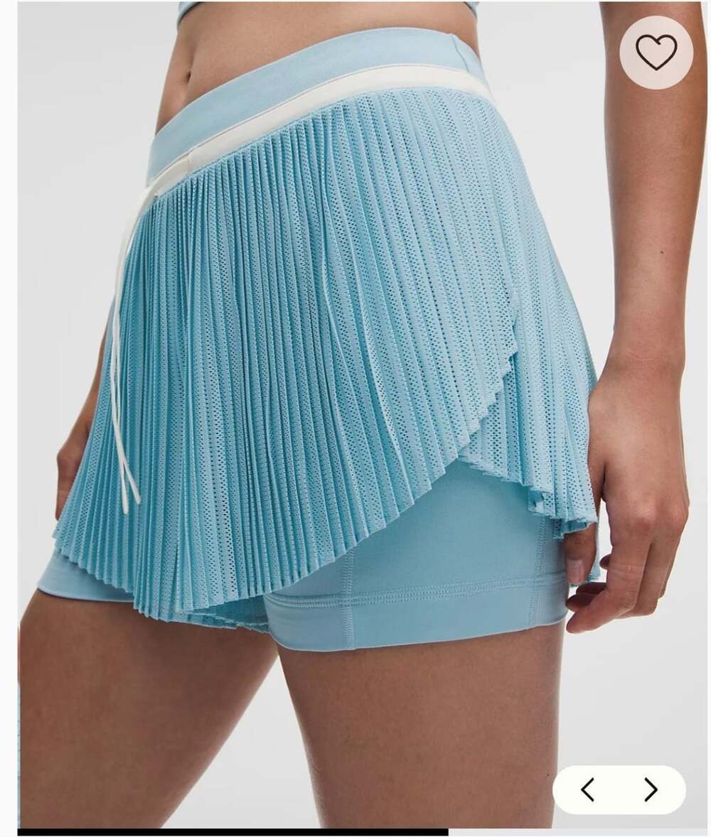 Lululemon Ace Advantage Pleated Tennis Short 2" MEDIUM Seafoam - Picture 5 of 6